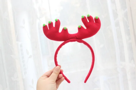 Красный Christmas Hairbands Oversize velvet bow hair band For Women Girls Lovely Cartoon Antlers Headband Hair Accessories Photo props - Цвет: Красный
