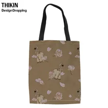 THIKIN Женская Холщовая Сумка с принтом в виде аганской собаки, женские складные сумки для покупок, женская сумка для хранения, сумка для путешествий, Bolsa Sacola