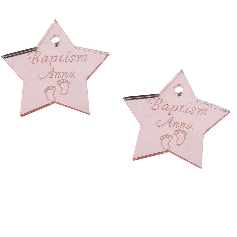 

50PCS 2.5*2.5cm Personalized Engraved Love Star Wedding Table Centerpieces Tag Na & Name Decor Baptism Birthday Present Favors
