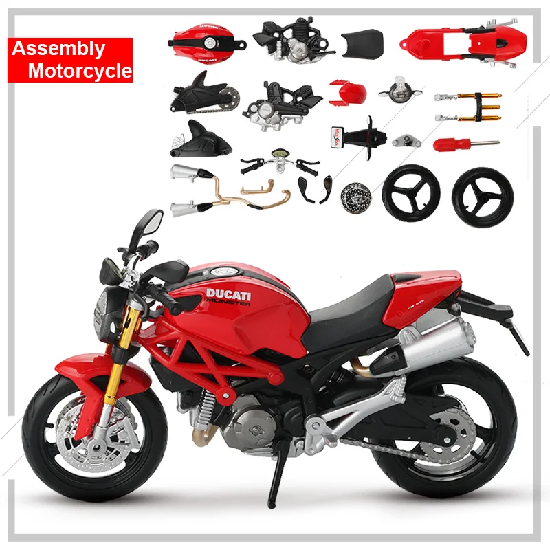 Maisto 1:12 Assembly Motorcycle Model Toy Alloy Motorbike Monster 696 2011 Motor Bicycle Models Vehicle Toys For Children |