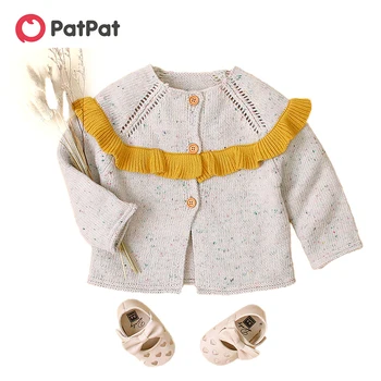 

PatPat 2020 New Spring and Autumn Knitted Flounced Coat for Baby Girl Sweaters Coat Clothes