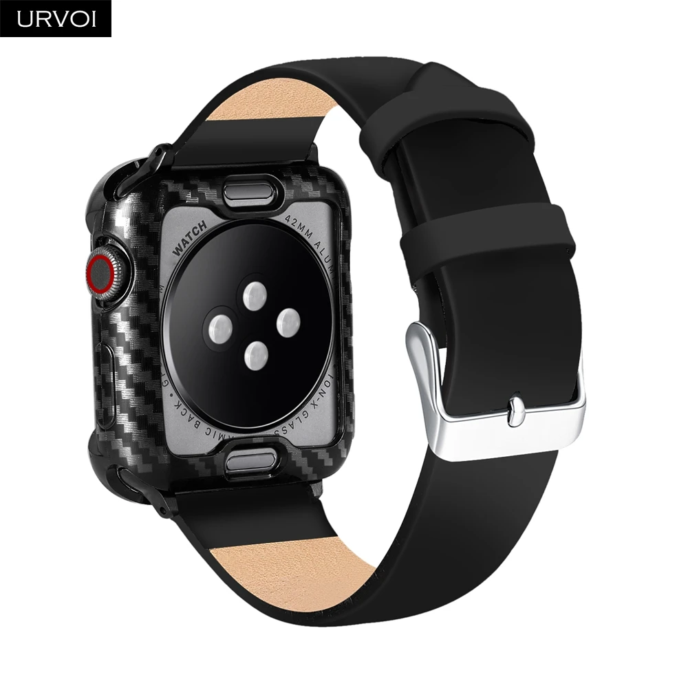 URVOI крышка для Apple Watch серии 6 SE 5 4 3 2 TPU чехол печатание углеродного волокна бампер