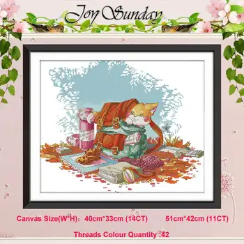 

Walking with cat animals counted 11CT 14CT Cross Stitch Sets DIY Chinese Cross-stitch Kits Embroidery Needlework Home Decor