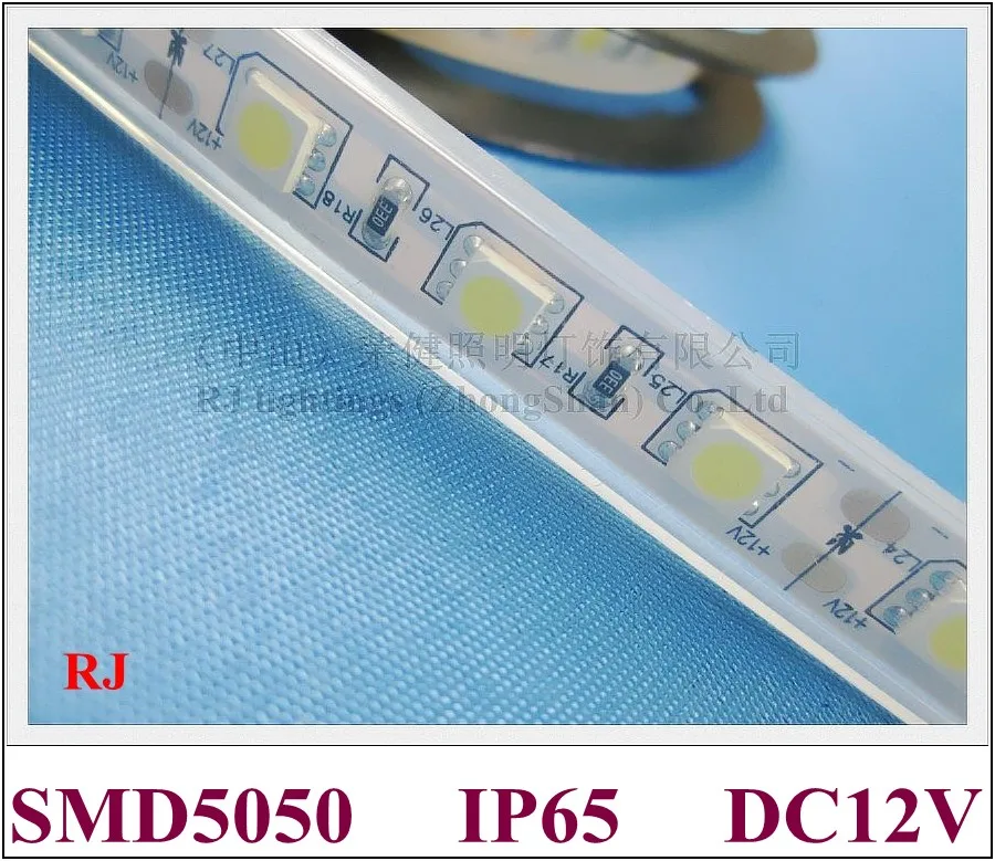 Светодиодный IP65 SMD 5050 светильник полоса Гибкая мягкая DC12V SMD5050 60 Светодиодный/м
