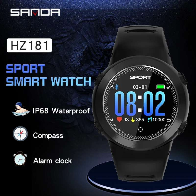 SANDA HZ181 Здоровый Спортивный Браслет Компас Bluetooth IP68 Водонепроницаемые часы многофункциональные умные напоминающие часы Relogio Masculino