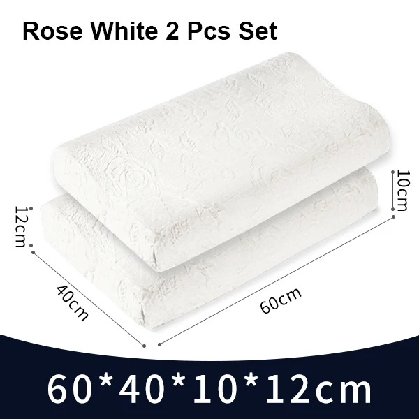 2 Rose White Set Фиолетовый Латекс 60x40 Таиланд чистый натуральный латекс подушка для коррекции шеи Защита позвонков ортопедические массажный эффект пятна подушка для поддержки тела - Цвет: 2 Rose White Set