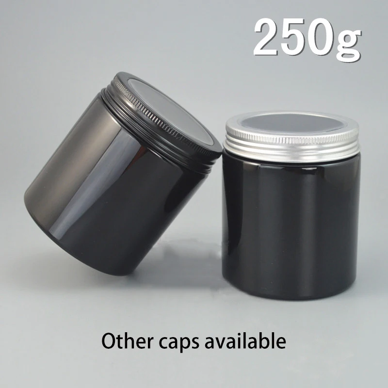 Frasco de Plástico Recipiente de Creme Cuidados com a Pele Garrafa de Chá Preto Cosmético Máscara Corporal Loção Doces Embalagem Janela Tampa Frete Grátis 250g