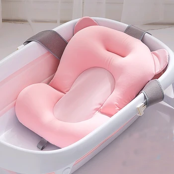 

Newborn Baby Bathtub Portable Shower Bath Tub Pad Cartoon Non-Slip Bathtub Mat Safety Bath Support Cushion Foldable Soft Pillow