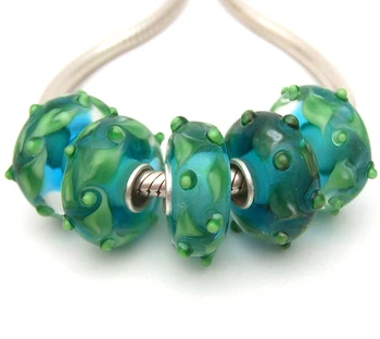 

JGWG2353 5X 100% Authenticity S925 Sterling Silver Beads Murano Glass beads Fit European Charms Bracelet diy jewelry Lampwork