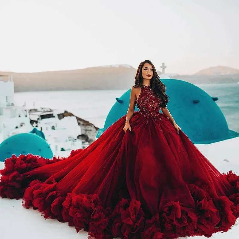 burgundy ball dress