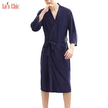 Lu's шикарные мужские кимоно халаты с длинным рукавом халат мягкий ночной халат одежда для сна с карманами