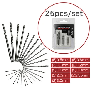 

25pcs 0.5-3mm HSS Metric Twist Drilling Drill Bits Set Straight Shank High Hardness Dril Tool for Metal Glass Wood Hole Punching