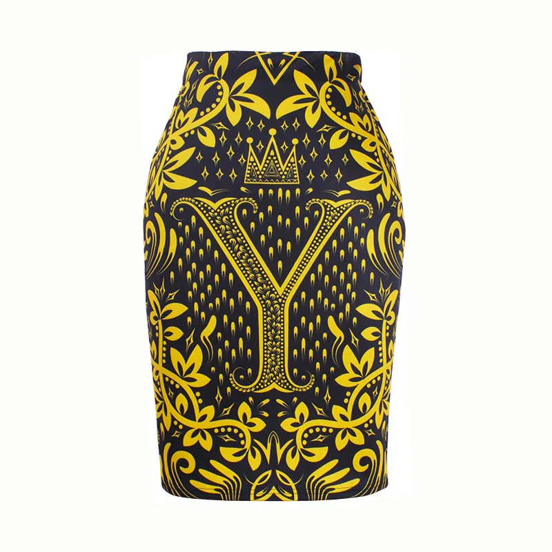 S-4XL, Женская юбка-карандаш, ретро, Национальный цветочный узор, модные штаны средней длины для девочек, плюс размер, облегающее платье - Цвет: WWP091