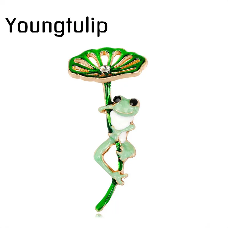 

Young Tulip Exquisite Enamel Frog Corsage Pin Cartoon Creative Brooches for Women Good Gift Party Accessories New Arrival