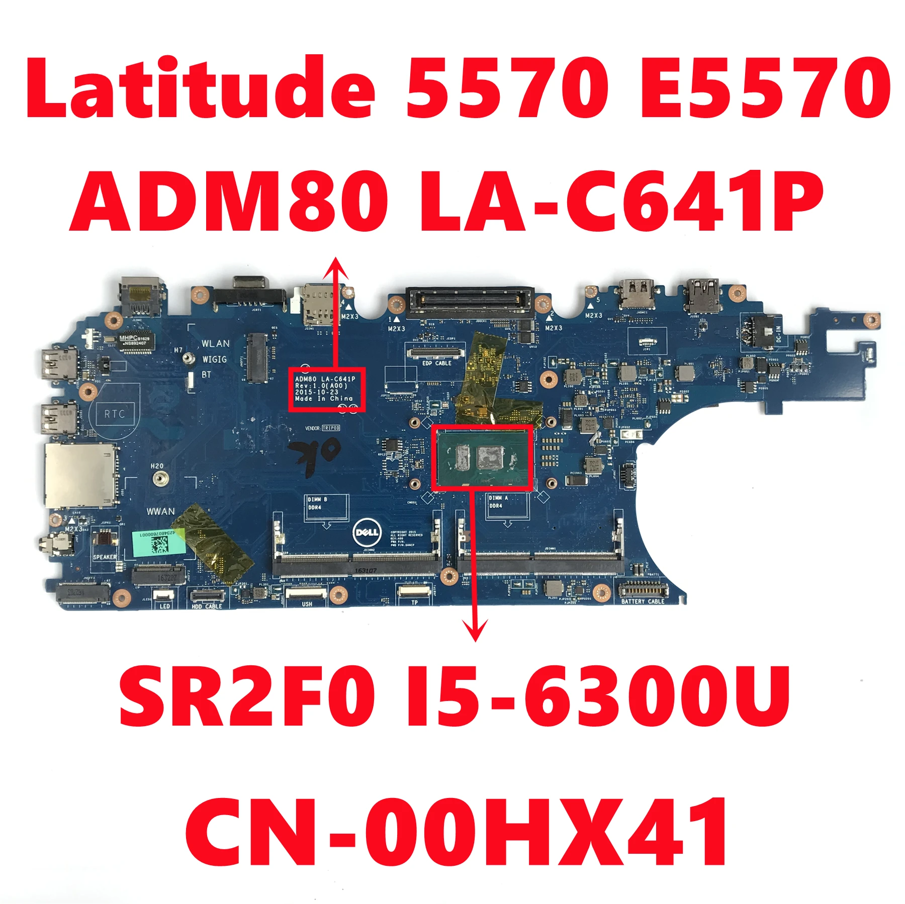 CN-00HX41 00HX41 0HX41 для Dell Latitude 5570 E5570 материнская плата ноутбука ADM80 LA-C641P системная с SR2F0