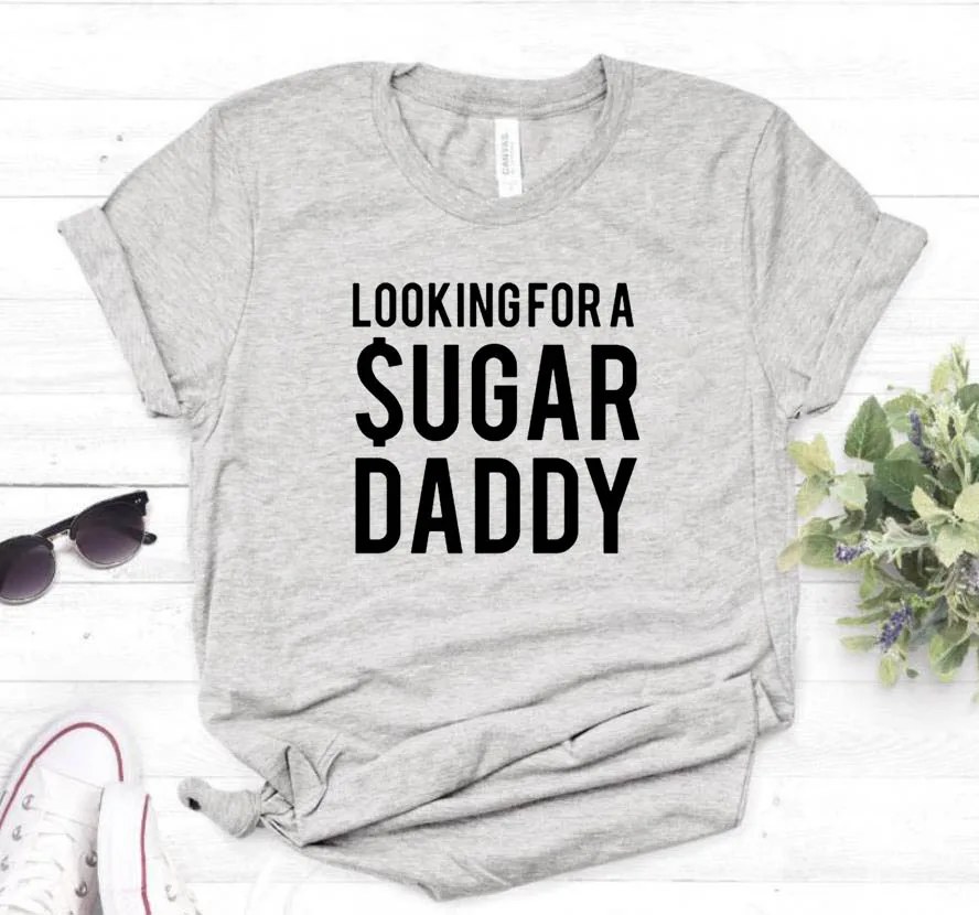 В поисках сахарного папы, женский с надписью, футболка, хлопковая забавная футболка для девушек, топ, футболка, хипстер, 6 цветов, Прямая поставка, HH-398