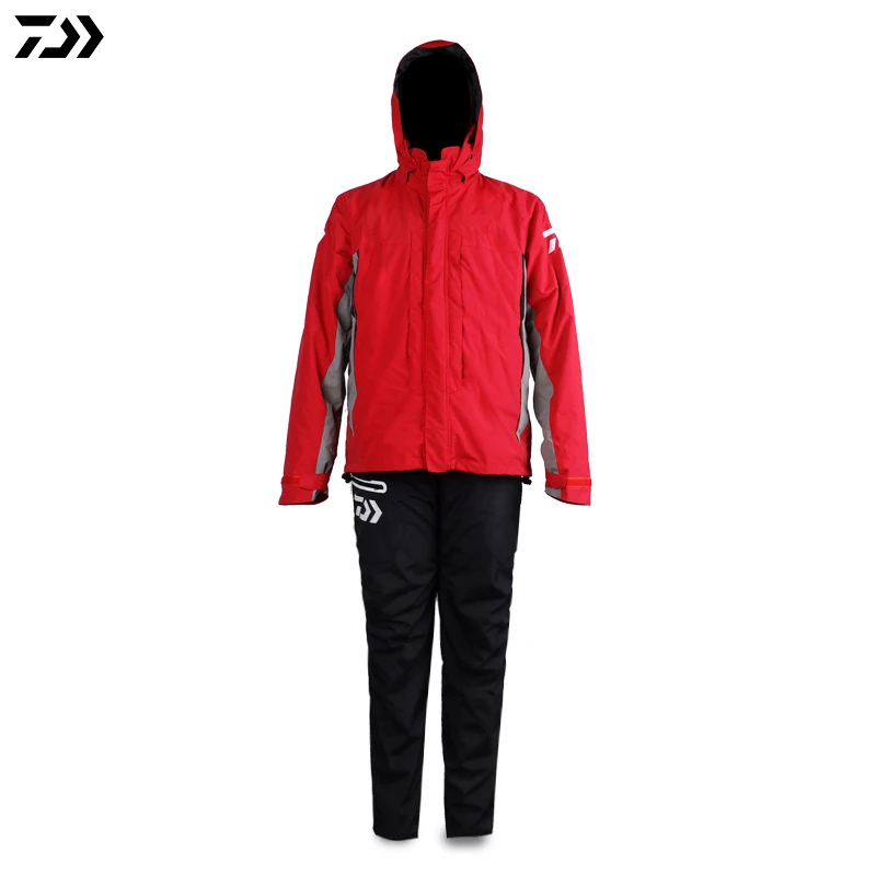 Daiwa одежда зимняя рыболовная куртка брюки водонепроницаемый ветрозащитный согреться с внутренней одеждой и внешней одеждой рыболовный костюм - Цвет: Red Suit