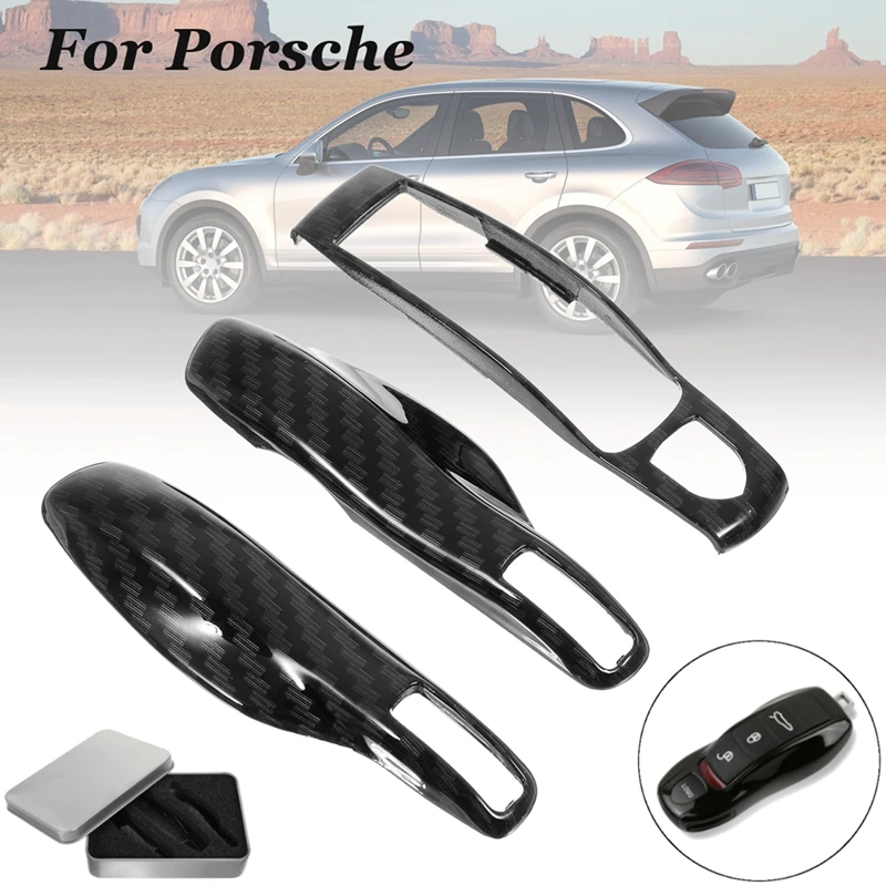 3pcs Carbon Fiber Color FOB Remote Key Case Shell Cover for Porsche Boxster Cayman 911 Panamera Cayenne Macan Car Accessorie | Автомобили