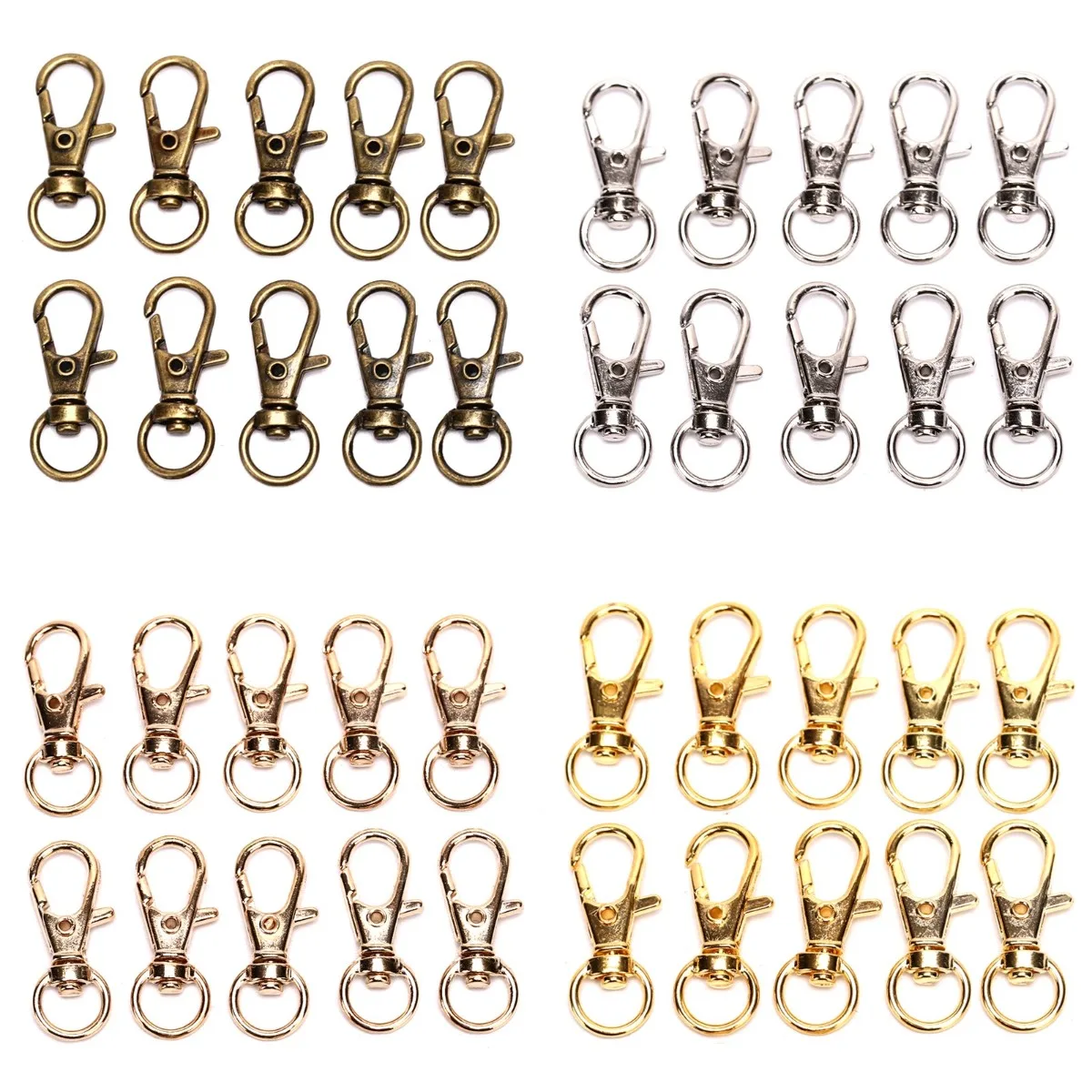 1PC/10pcs/lot Classic Key Chain Ring Silver Color Metal Swivel Lobster Clasp Clips Hooks Keychain Split DIY Bag Jewelry | Украшения и