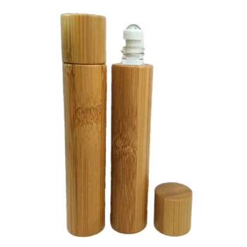 

1pc Bamboo Wood Glass Refillable Empty Essential Oil Makeup Roller Bottle Vial Refillable Bottles Portable Travel Container