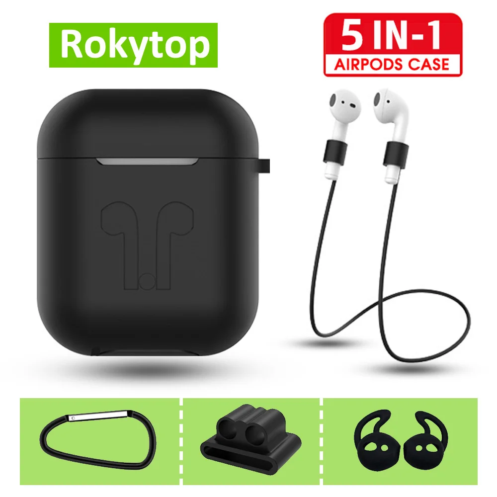 

5 in 1 Silicone Wireless Bluetooth headphones Case For AirPods Case Cover Protective Airpods Accessories For Apple Air Pods Case