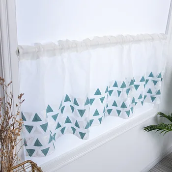 

Short Tulle Curtains Finished Yarn Embroidered Roman Window Coffee Valance Kitchen Curtain For Home Decor Cabinet Dust Proof
