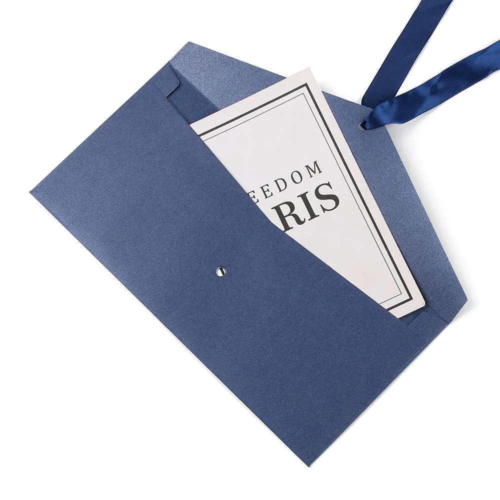 Creative Bow Envelope 10Pcs/Set Retro Greeting Card Bags Multicolor Pearlescent Paper Envelop Ribbon Mailer For Wedding Invited