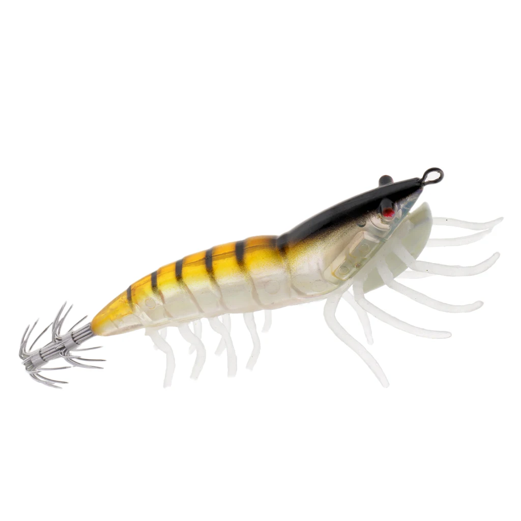 Saltwater Squid Jigs Hook Artificial Wood Shrimp Fishing Lure Hard Bait for Sleeve-fish/Squid/Octopus/Cuttlefish