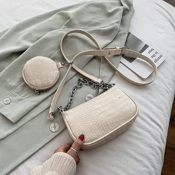 

Chain Female Messenger Bags 2 PCC/SET Crocodile Pattern Small PU Leather Shoulder Bags for Women New Ladies' Travel Flap Bags