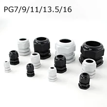 100 шт. PG7 PG9 PG11 PG13.9 PG16 IP68 Водонепроницаемый Кабельный сальник разъем белый черный 3,5-6 мм-14 мм провод кабель нейлоновый пластиковый ввод