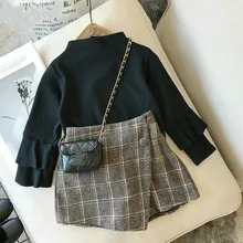 Осенний комплект одежды для маленьких девочек; клетчатая юбка; модные детские шорты с эластичной резинкой на талии; комплект одежды; детские юбки; От 2 до 7 лет для девочек