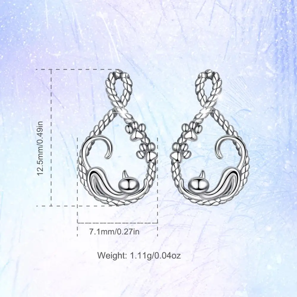 Серьги EUDORA, 925 пробы, серебряные, милые, Китти, серьги с маленькой колыбелькой, ленивый кот, серьги, ювелирные изделия, животные, подарки на день рождения, CYE109