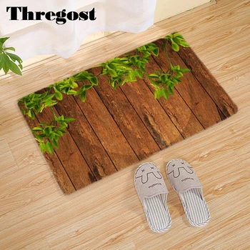 

Thregost Modern Door Mats 3D Wood Grain Print Bathroom Rugs Flannel Anti-Slip Hallway Bedroom Floor Mat Machine Washable