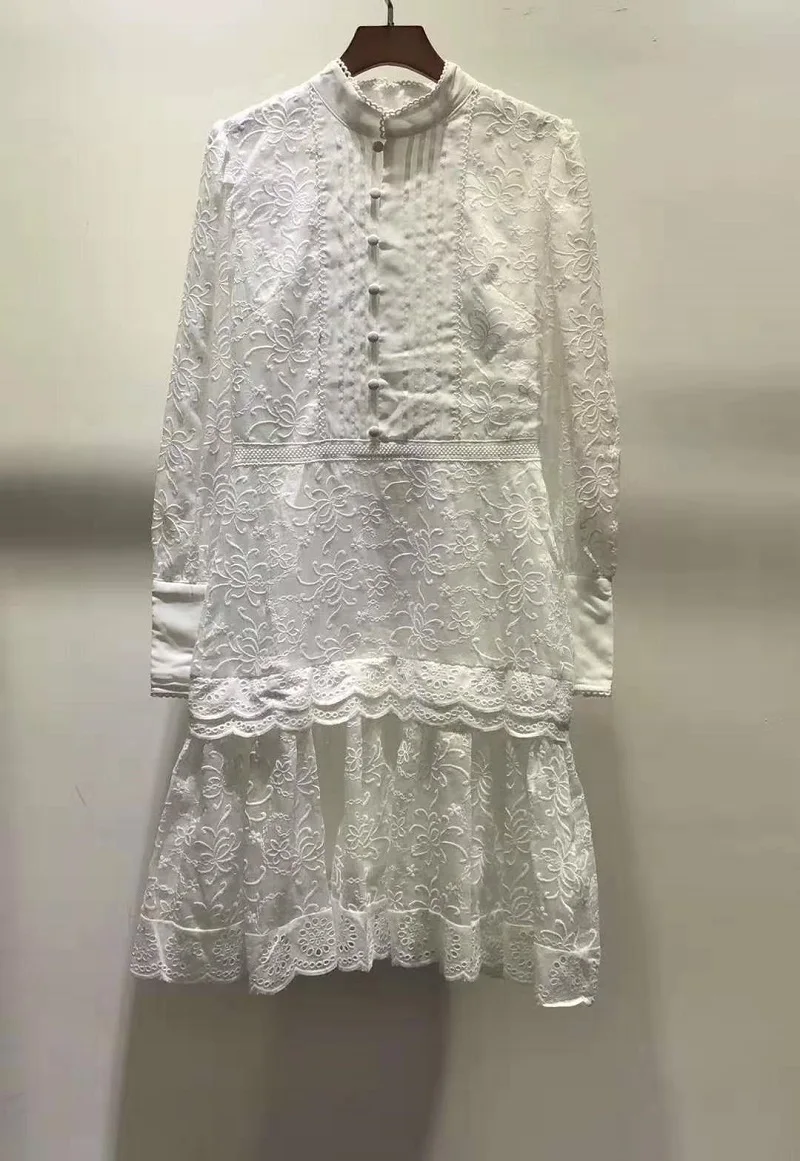 white Novia вечерние платья сезона весна-лето, женское платье с вышивкой и длинным рукавом в винтажном стиле - Цвет: white