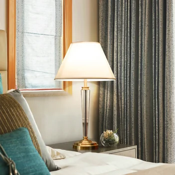 

FSS New Modern Bedroom Table Lamp Gold Polished Copper Crystal Desk Decor Light fixtures Living Dining Room luminaria de mesa