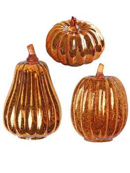 

Halloween Glass Pumpkin Light Timer LED Glowing Night Lamp Fall Thanksgiving Halloween Party Home Decoration Table Light