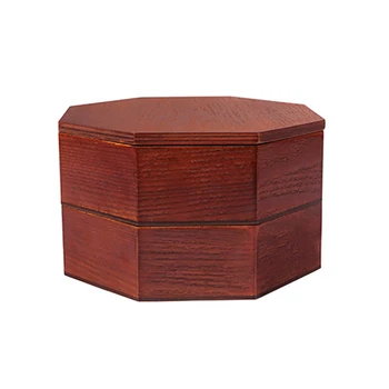 

Japanese Wooden Lunch Box Creative Octagonal Students Double Portable Handbox