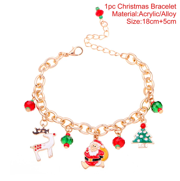 Рождество Санта Клаус ожерелье со снеговиком Снежинка серьги рождественские украшения для дома Рождественские подарки Рождество Счастливый год - Цвет: bracelet 3