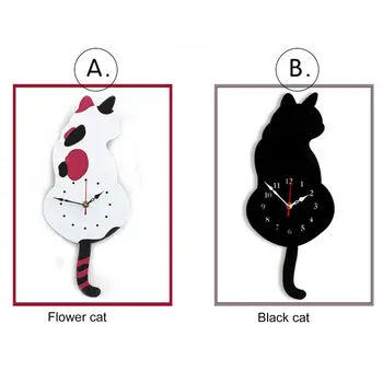 

Creative Cute Cartoon Acrylic Clocks Home Decoration Living Room Wagtail Cat Wall Clock Children's Room Creative Wall Clock
