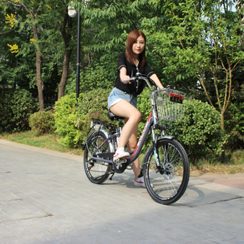 Discount new 24 inch 250w 48v electric bike variable speed double disc brake aluminum alloy e bike Lithium battery electric bicycle ebike 5