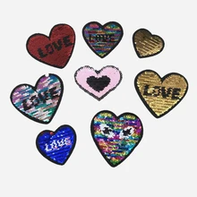 Термо-стикер блесток Сердце патчи железо на полосках Аппликация DIY пользовательский патч термотрансферный термопатч наклейка s на одежду