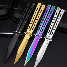 Cuchillo de mariposa de entrenamiento plegable multifunción, tijeras Vintage Sin borde para uñas, cortador de cutículas Retro, manicura y pedicura