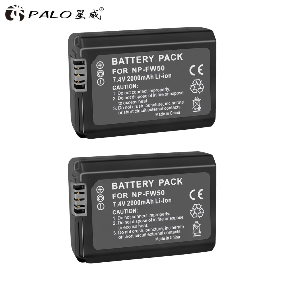 for np-fw50X2 PALO 2 шт. 2000 мАч NP-FW50 NP FW50 батарея для камеры+ ЖК USB двойное зарядное устройство для sony Alpha a6500 a6300 a6000 a5000 a3000 NEX-3 a7R - Цвет: for np-fw50X2