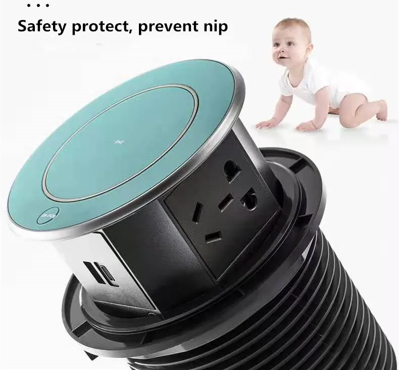 Soquete com Usb de Carregamento sem Fio Escritório em Casa Soquetes à Prova Automático Inteligente Mesa Escondido Retrátil Dwaterproof Água Plug Pop up 14 carregamento sem fio inteligente mesa escritório em