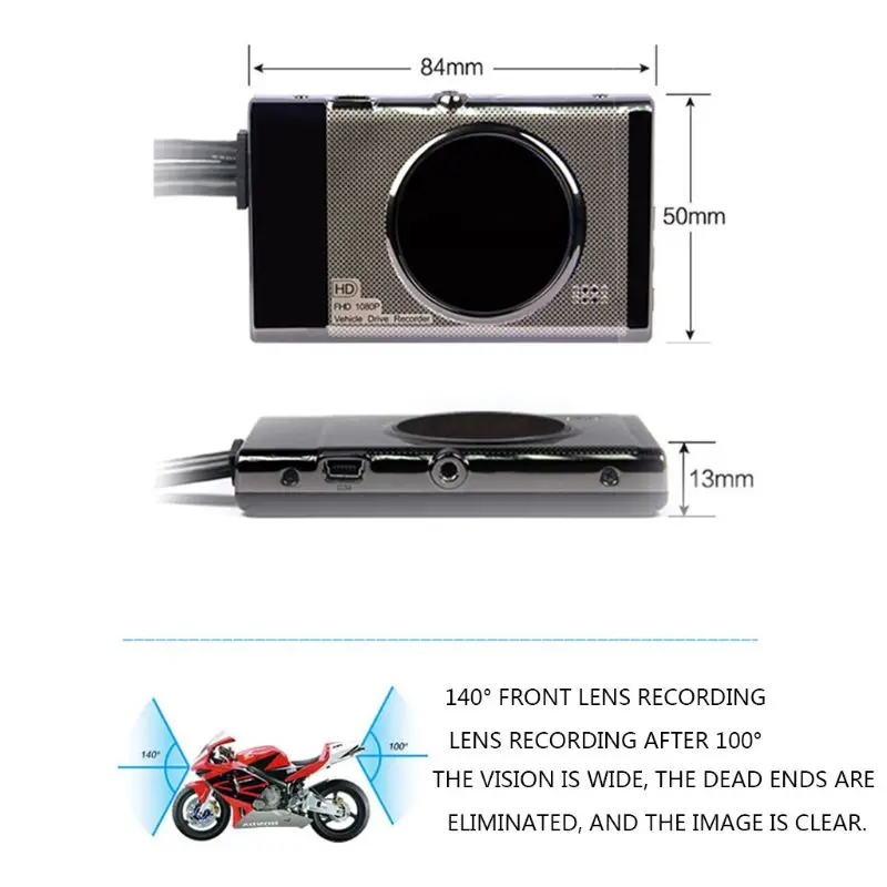 " lcd HD мотоциклетная Автомобильная Экшн-камера с двойной камерой, видеорегистратор, водонепроницаемый регистратор для вождения