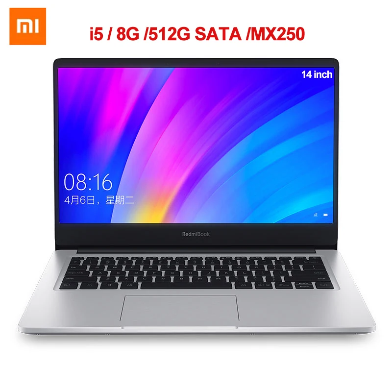 I5 8G 512G SATA Ноутбук Xiaomi RedmiBook 14 дюймов 8th Intel Core I7-8565U i5-8265U NVIDIA GeForce MX250 8 Гб ram 256 ГБ 512 ГБ SSD - Color: I5 8G 512G SATA