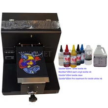Imprimante DTG A4 à plat imprimante avec 7 bouteilles d'encre textile ensemble pour vêtement t-shirt Jeans vestes multi couleur Machine d'impression(China)