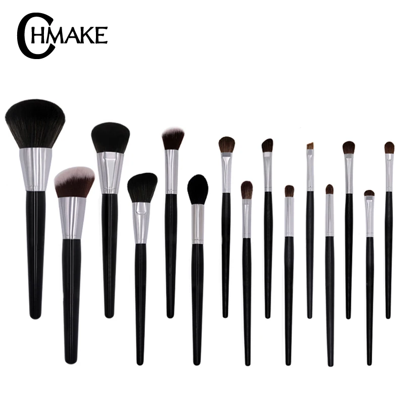 CHMAKE Pro 15 шт. набор кистей для макияжа черный/серебристый косметический макияж