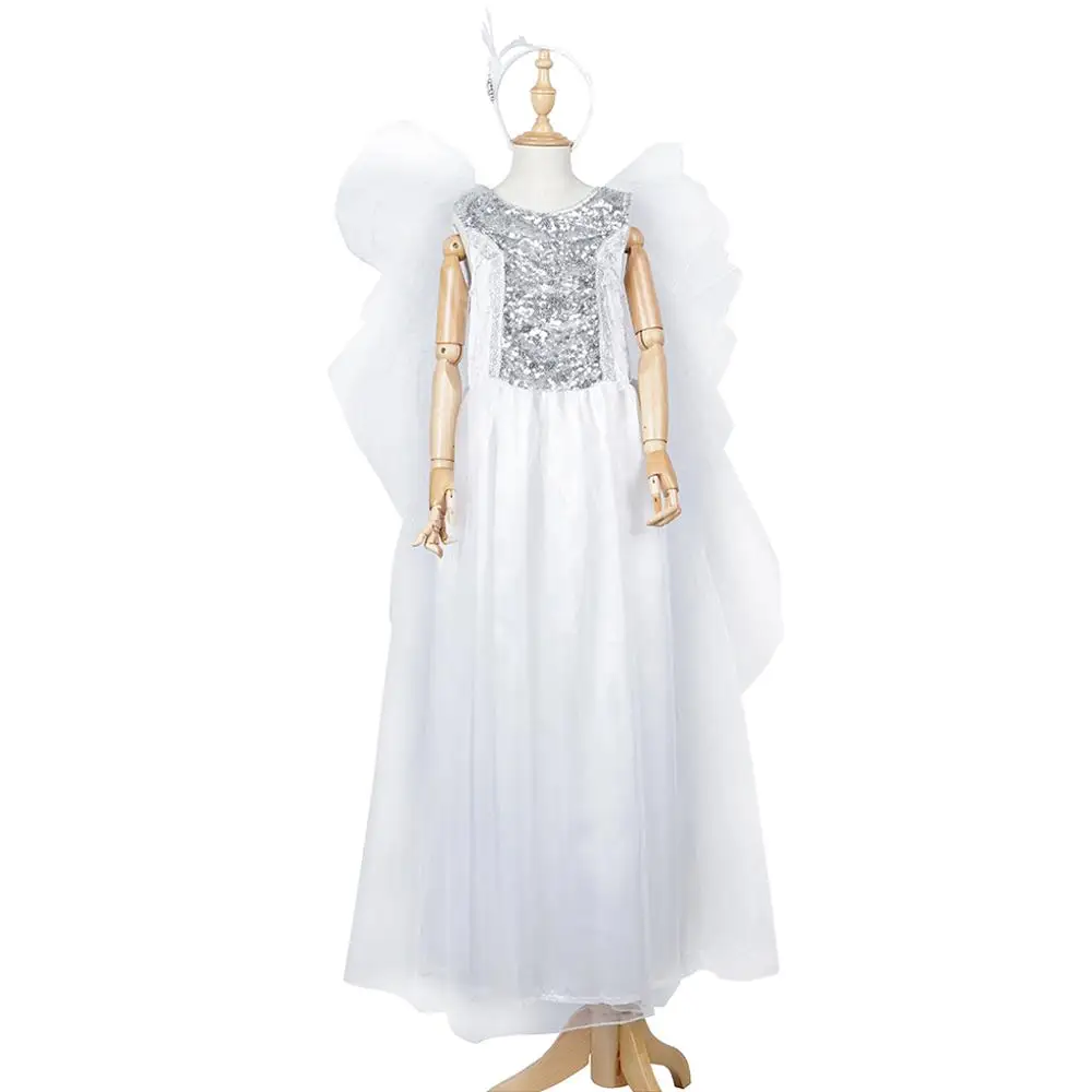 Карнавальный костюм Белого Ангела для девочек на Рождество и Хэллоуин; костюм для детей с крыльями ангелов; нарядное платье для дня рождения
