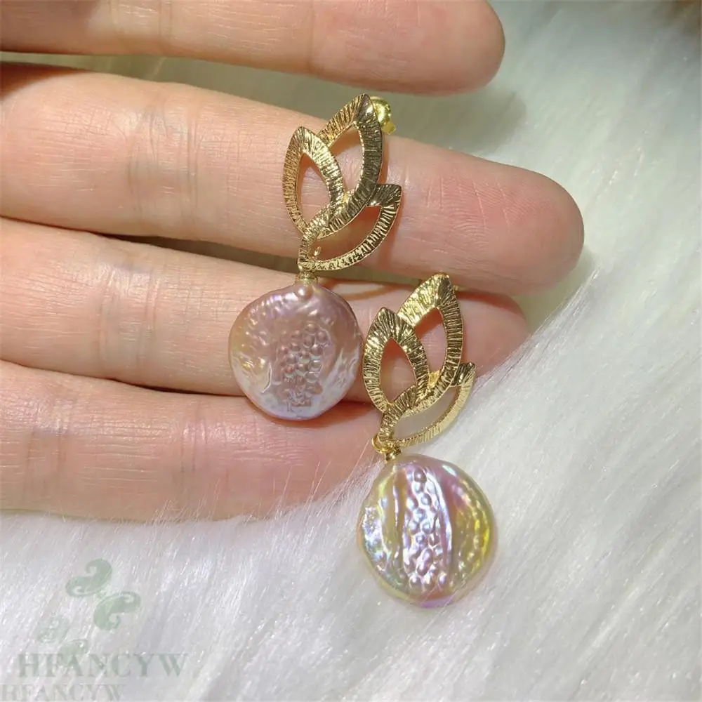 

Multi-color Baroque Pearl Earring Gold Ear Drop Hook Dangle South Sea Natural Fashion Wedding